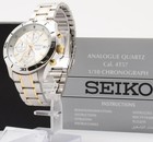  mint box  Seiko 4t57-00a0 Quartz Chronograph White Dial Men s From Japan