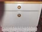 Vintage White Breadbox With Wood Top By Preferred Stock Kitchenware