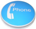 Vintage Round Bell Telephone Phone Booth Sign - Blue   White - 24 Inch