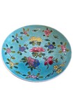 Old Chinese Turquoise Famille Rose Jiangxi Round Multicoloured Plate  14cm