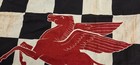 Vintage Mobil Gasoline Checkered Pole Flag Pegasus Sign Gas Pump Service Station