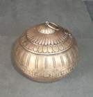 Vintage Engraved Handcrafted Round Shape Brass Powder Box
