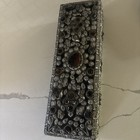 Vtg Moroccan Wedding Jewelry Box 12    Lg Inlaid Agate Stone Velvet Pristine