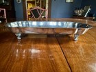 Vintage Silver Plate Footed Serving Tray With Scalloped Edge
