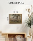 Vintage Framed Canvas Wall Art Flock Of Sheep Grazes Under Three Trees Farmho   