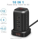Tower Power Strip Surge Protector Usb Ports  Multiple Outlets Ports For Desktop