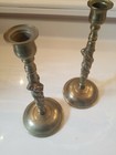 Vtg 1920s Chinese Artist Signed Sculpted Climbing Dragon 10  Brass Candlesticks