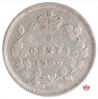 1900 Canada 5 Cents Round 0 - Vf - Cleaned   Mark Trend 100  Lot 13023