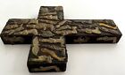 Vintage Mexican Folk Art Milagros Wood Cross Signed Estela Ogazon