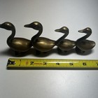 Vintage Solid Brass 4 Ducks In A Row Walking Geese Birds Heavy Mid Century 7   