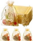 200   Golden Drawstring Organza Pouches Christmas Jewelry Candy Gift Bags 4 x6 