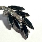 Vintage Black Rhinestone Navette Leaf Lapel Pin Brooch