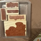 Stampin  Up  Wood-mounted Rubber Stamp Lot  Background Style  Birthday Flowers