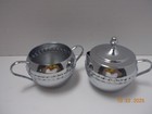 Vintage 1970 s Chrome Silver Cream   Sugar Bowl Set W Lid -usa -never Used-mint