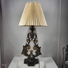 Vintage Marble Brass Bi-light Lamp 31  Gold Elegant Ornate Floral Accent Corded