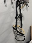 Black Leather English Bridle With Flash Noseband 5  Kimberwick Bit