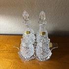 Vintage West Germany Lead Crystal 5 Pc Cruet Set Oil Vinegar Salt Pepper Tray