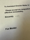 The X Files Fox Mulder Resignation Letter One Breath Prop Duchovny Scully