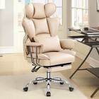 Big   Tall Leather Chair With Footrest And Lumbar Support  Ergonomic High-back