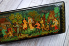 Vintage 1970 Russian Kholui Hand Painted Lacquer Box Village Wedding Mint Signed