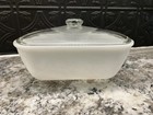 Mid Century Inland Glass White Triangular 2 Qt Casserole Dish 