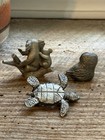 Vintage Lot 3 Pewter Mini Animal Figurines Owl Turtle Koalas