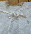 Vtg Infant Baby Christening Baptism Jacket Cream Nylon Bow Embroidery Kimono