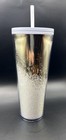 Starbucks Tumbler 2019 Holiday Gold Cascading Snow Cold Cup  24oz