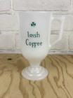 Vintage Irish Coffee Milk Glass Mug Footed Pedestal Shamrock
