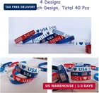 Jakadyuks American Flag Silicone Bracelet 40pcs  Fourth 4th Of July Patriotic Pa