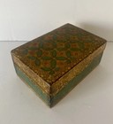 Vintage Wood Florentine Small Jewelry Trinket Box Green Gold Red