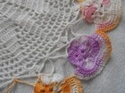 Vintage Never Used Crochet Doily Set Of Two Colors White With Colorful Edges