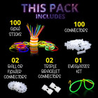 Ammy Glow Glow Sticks  205 Pcs Kit  Bulk Party Pack-100 Pack Glow Sticks With Co