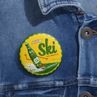 Drink Ski Soda Skiing Pop Bottle Soft Drink Beverage Pin Retro Pinback Button