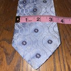 Ike Behar New York Tie Silver And Blue  Floral Accents Silk