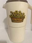 Vintage Retro 60s-70s Plastic Pitcher With Lid Basket  floral Design