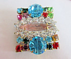 Czech Handmade Vintage Style Glass Rhinestone Button  Rainbow Of Colors