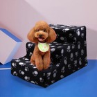 3steps Portable Dog Puppy Ladder Doggy Pet Soft Stairs Ramp Washable Cover Black