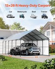 13  X 26  Metal Carport Heavy Duty Outdoor Car Shelter Garage For Boats