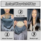 Wear And Go Glueless Straight Wigs Human Hair Pre Cut 4x4 Lace Wig For Women