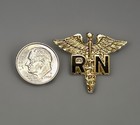 Rn Registered Nurse Gold Color Pin Medical Caduceus Insignia  p33-3 