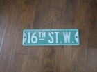 Vintage Metal Street Road Sign 16th St W Heavy Gauge Embossed White Letters