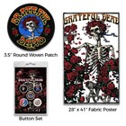 Grateful Dead Band Merch Gift Set - 1 Fabric Poster  1 Button Badge Set  1 Patch