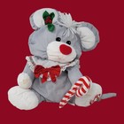 Vintage 1987 Fisher Price Puffalump Christmas Mouse Plush Gray Red Candy Cane