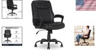 Office Desk Chair Faux Leather Mid-back Adjustable Swivel Armrest Black