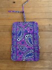 Vera Bradley Women   s Paisley Floral Wristlet  Rectangle  Zip  Purple Blue