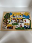 Simplex Wooden Farm House Scene Peg Puzzle Made In Holland Vintage Toddler Toy