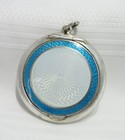 Antique Guilloche Compact Pocket-watch Style Pendant Uk Silver