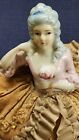 Antique French Victorian Porcelain Lady Half Doll Pin Cushion 1920 s       