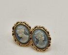 Vintage  Cameo Earrings Jewelry Pierced 2 Pairs 
